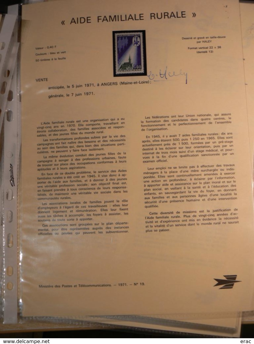 France - 70 documents de La Poste signés par graveurs, dessinateurs (Béquet, Pheulpin, Bétemps, Gandon, Combet etc)