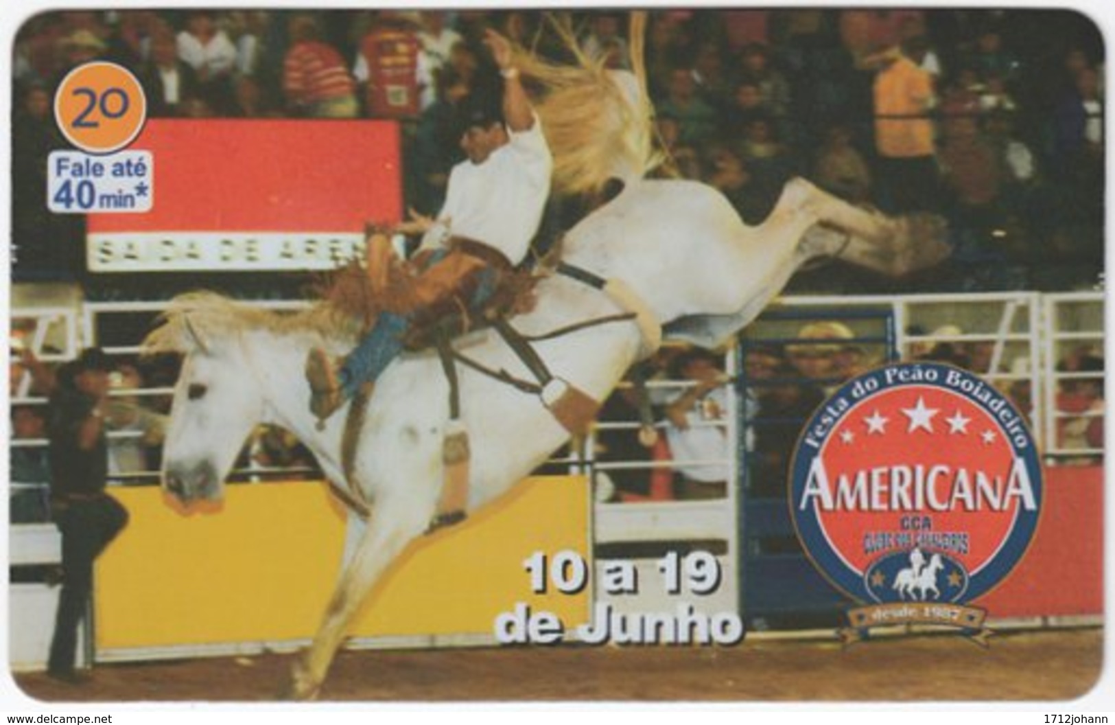 BRASIL J-055 Magnetic Telefonica - Event, Rodeo, Animal, Horse - Used - Brésil