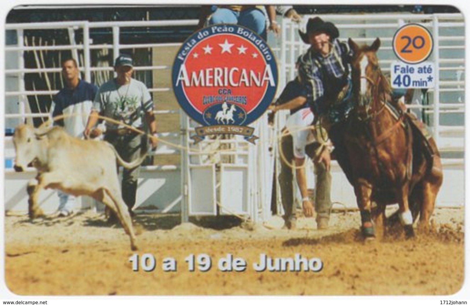 BRASIL J-058 Magnetic Telefonica - Event, Rodeo, Animal, Horse - Used - Brasilien