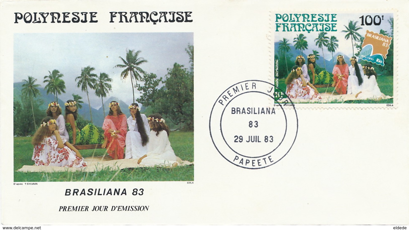 First Day Cover Tahiti Papeete 1983  Brasiliana   Jeune Fille Vahiné Danseuses - French Polynesia