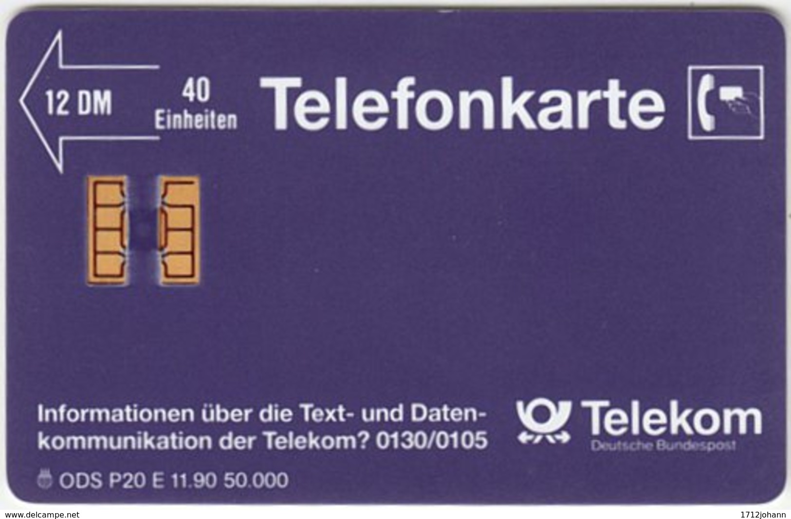 GERMANY P-Serie B-029 - 20E 11.90 (2101) - Used - P & PD-Series: Schalterkarten Der Dt. Telekom