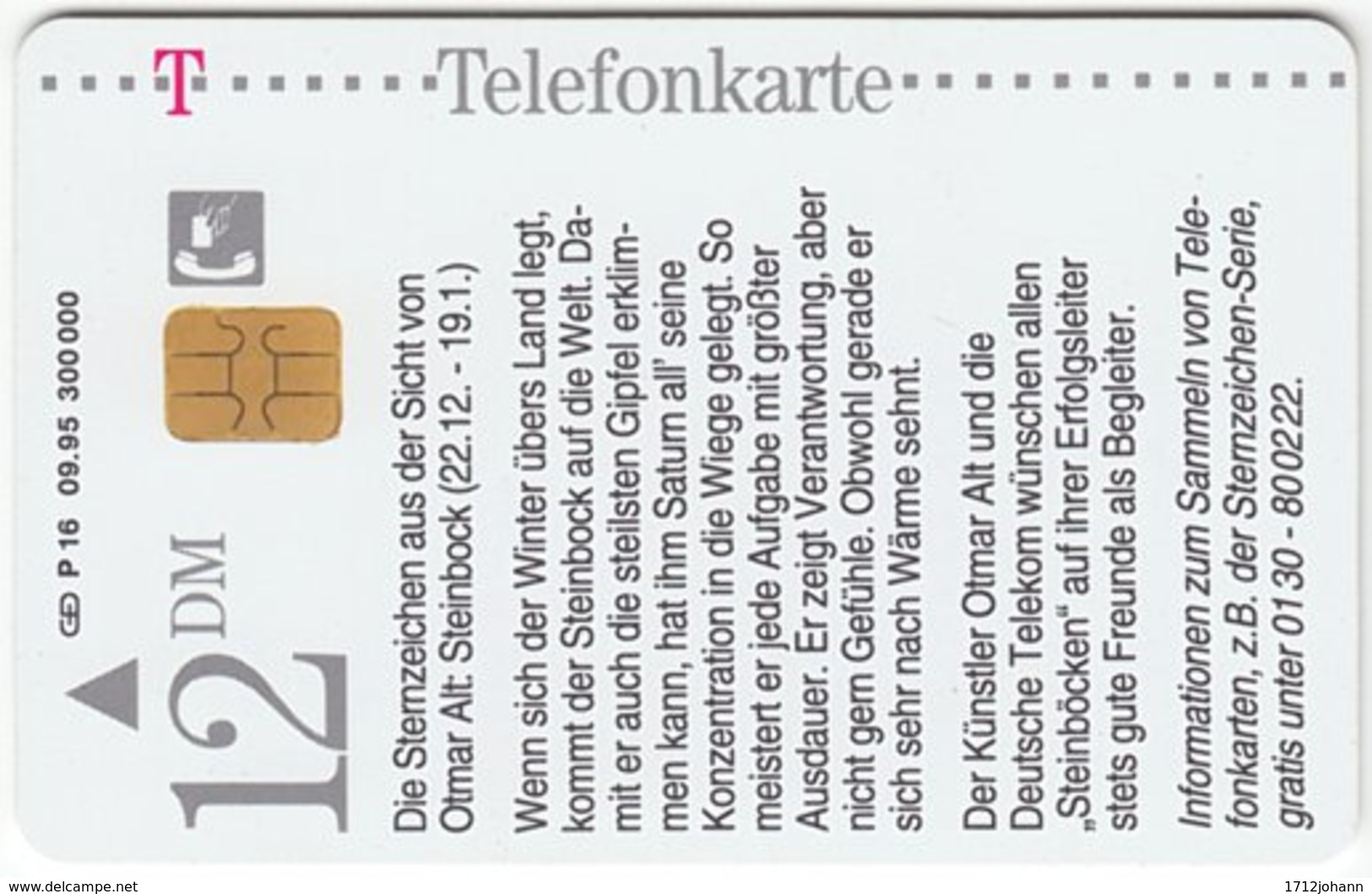 GERMANY P-Serie B-088 - 16 09.95 (1509) - Signs Of Zodiac, Capricorn - Used - P & PD-Series: Schalterkarten Der Dt. Telekom