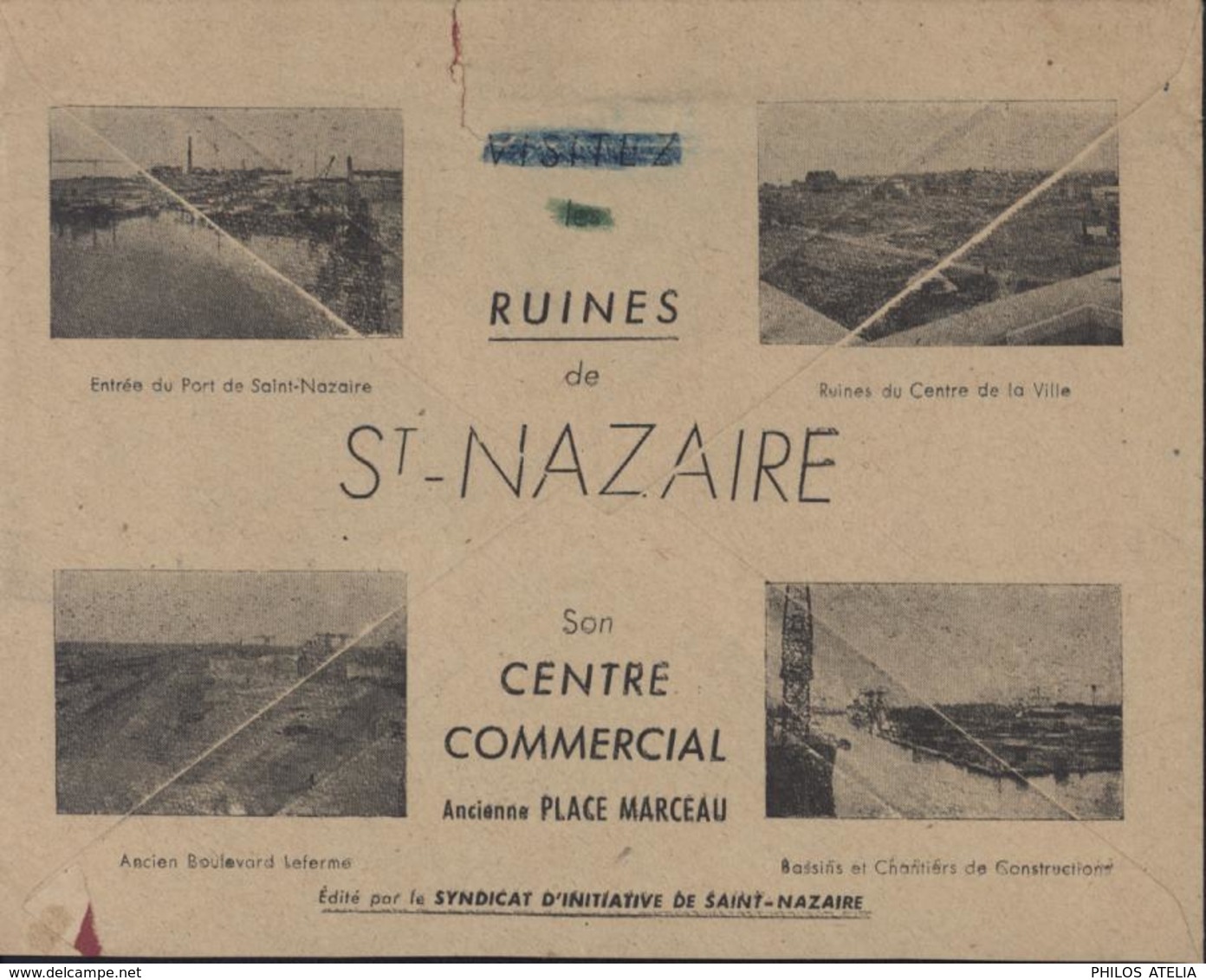 Enveloppe Illustrée Visitez Ruines Saint Nazaire Par Syndicat D'initiative De St Nazaire YT 755 X5 + 757 + 758 X5 + 713 - 1921-1960: Période Moderne