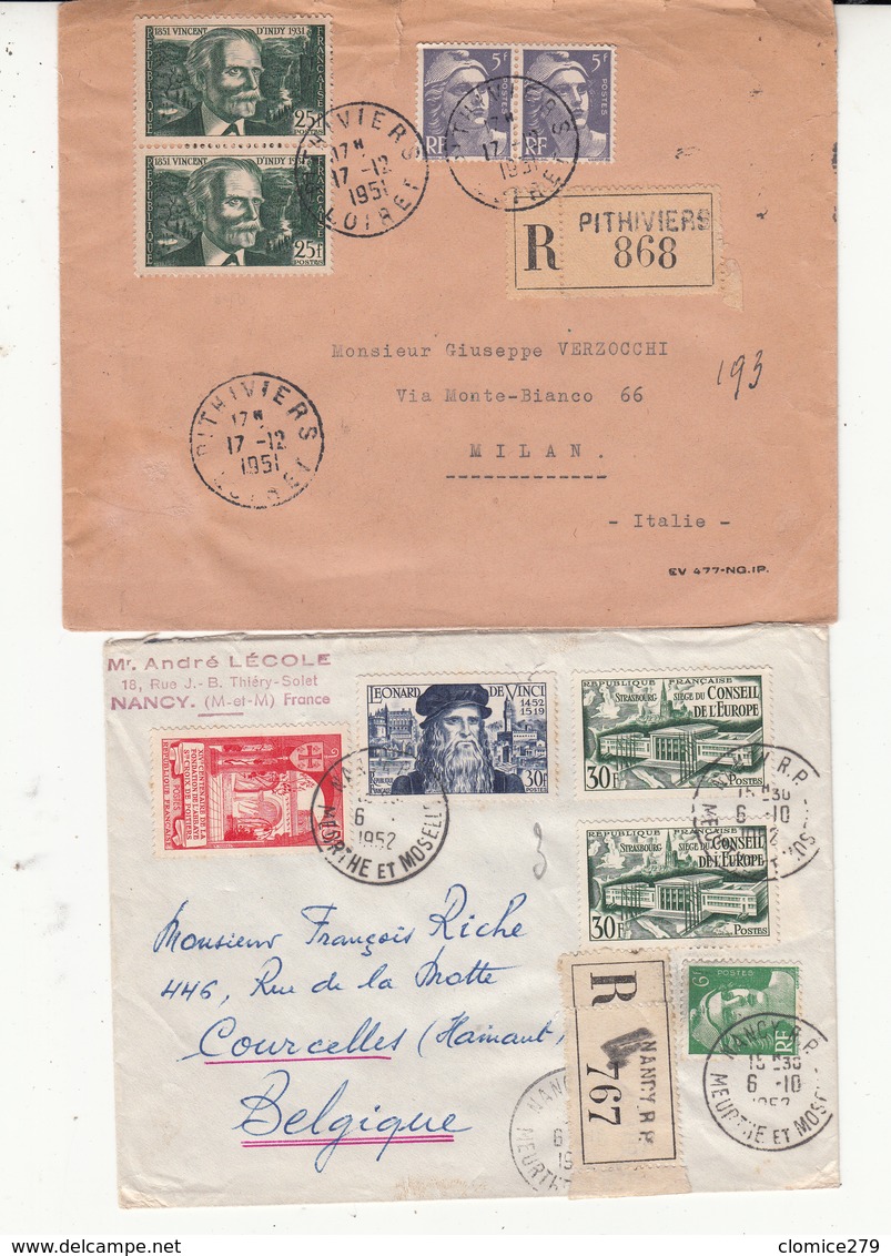 Lot De 6 Enveloppes  1951/1952       3 Scan - 1961-....