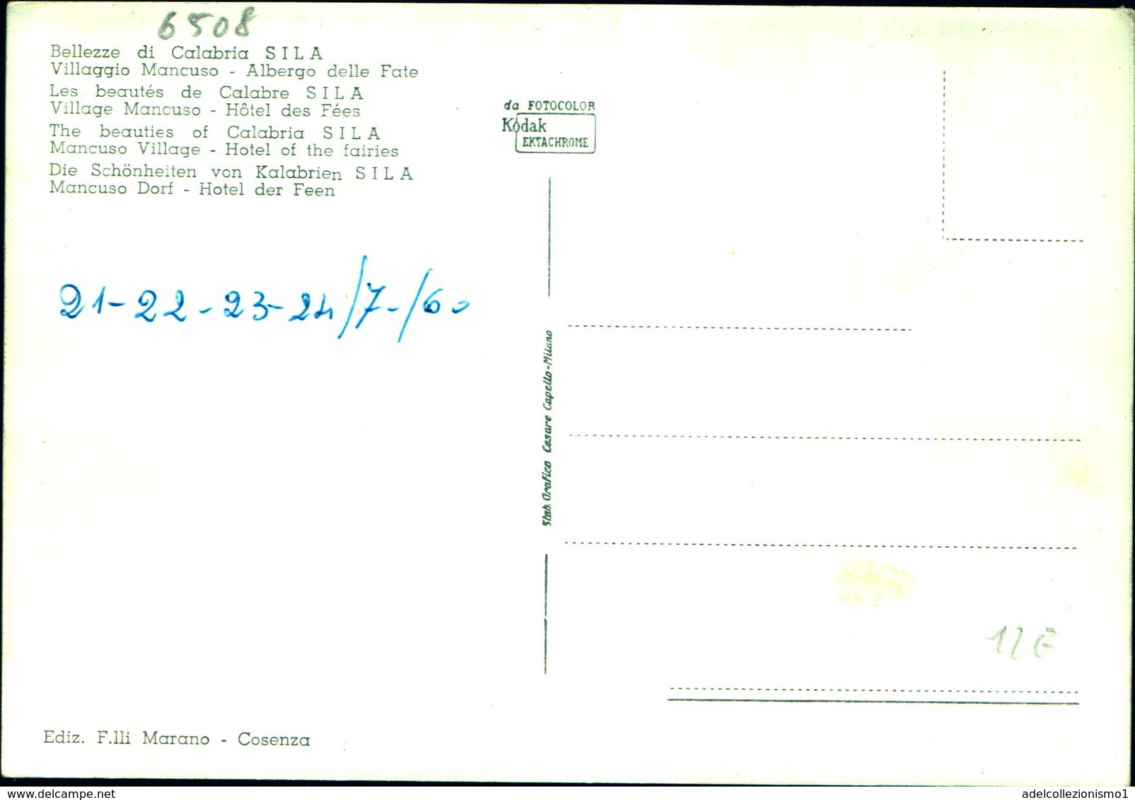 6508) Cartolina-DELLA SILA-VILLAGGIO MANCUSO-ALBERGO DELLE FATE-NUOVA - Catanzaro