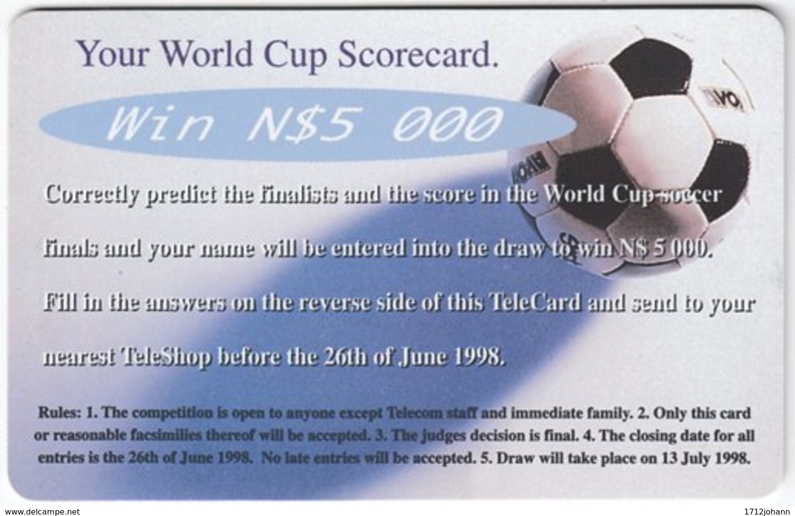 NAMIBIA A-159 Chip Telecom - Sport, Soccer - Used - Namibie