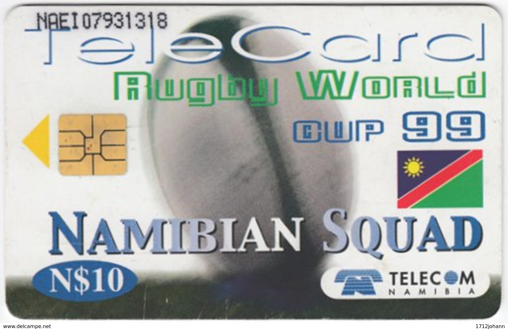 NAMIBIA A-190 Chip Telecom - Sport, Rugby - Used - Namibia