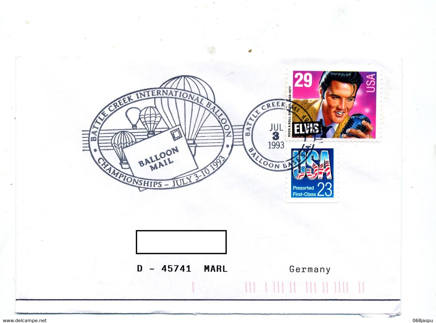 Lettre  Cachet  Battle Creek Rencontre Montgolfiere Sur Elvis - Postal History