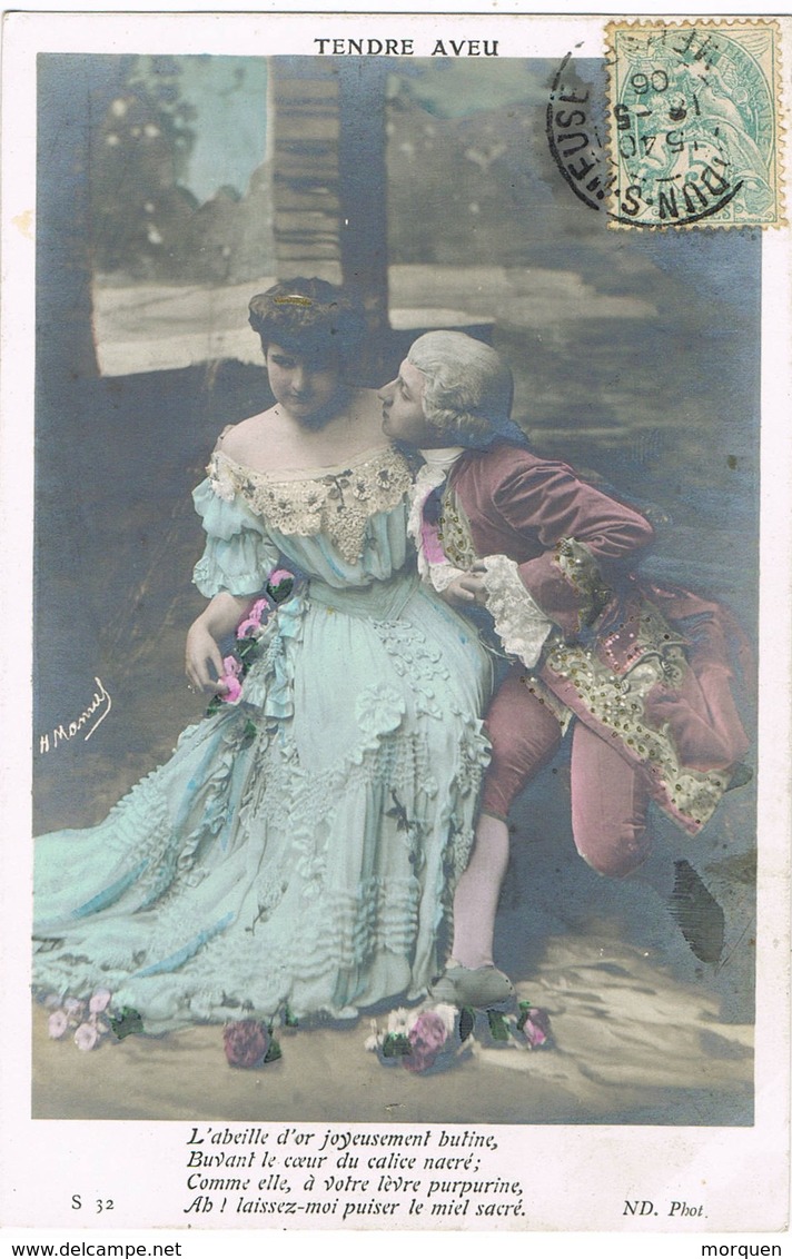 33437. Postal Romantica Vintage VERDUN Sur MEUSE (Meuse) 1906. Pareja, Tendre Aveu - Cartas & Documentos