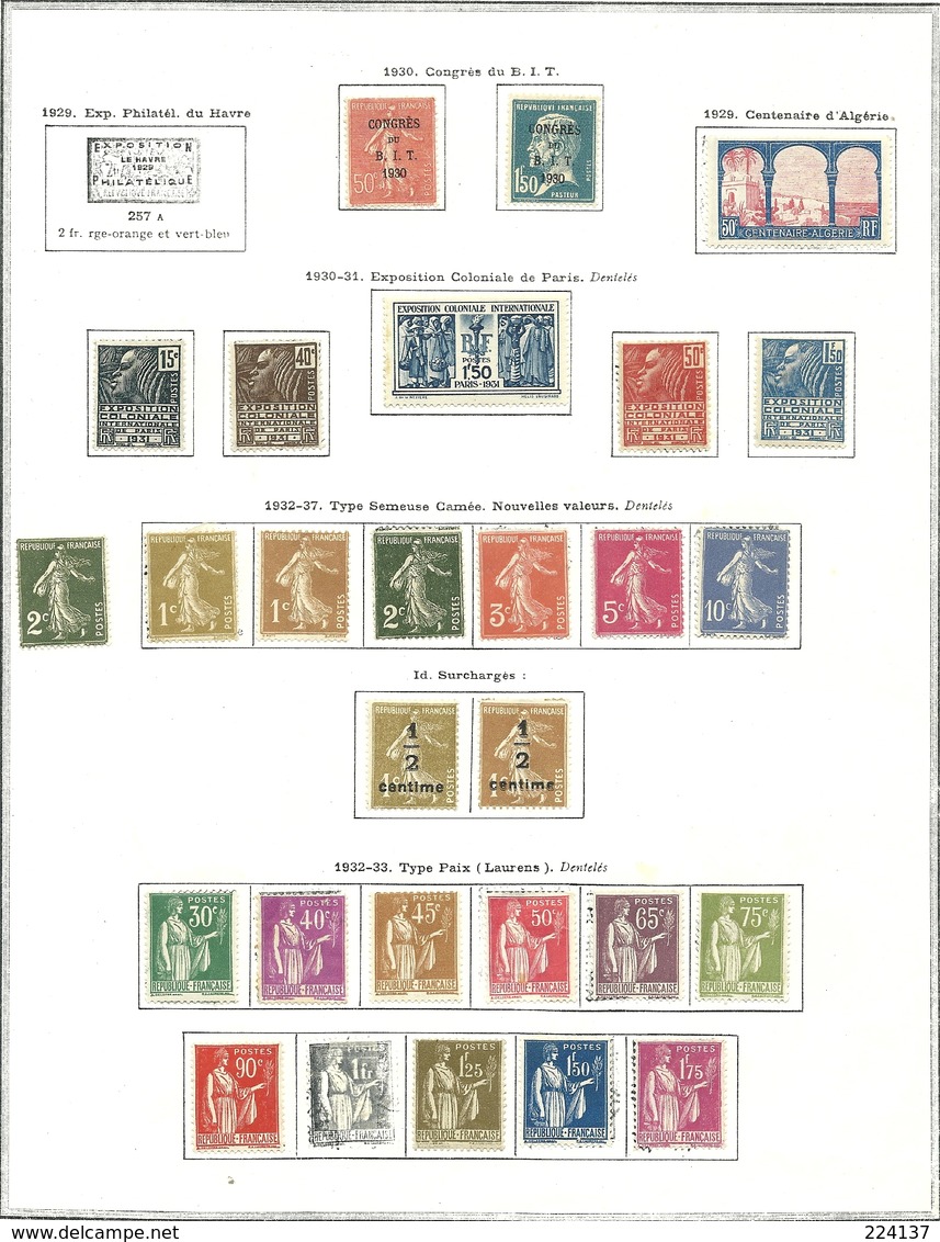 FRANCE NEUFS SUR PAGES 1900 A 1970 - Collections (with Albums)