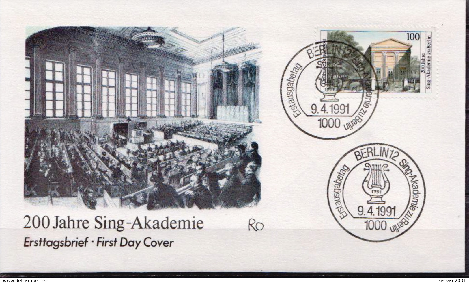 Germany Stamp On FDC From 1991 - Music