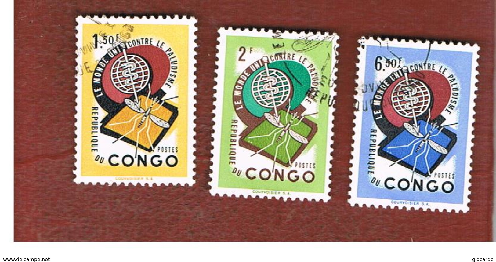 CONGO (KINSHASA) -  SG 449.451  -  1962  MALARIA ERADICATION (COMPLET SET OF 3)    - USED ° - Altri & Non Classificati