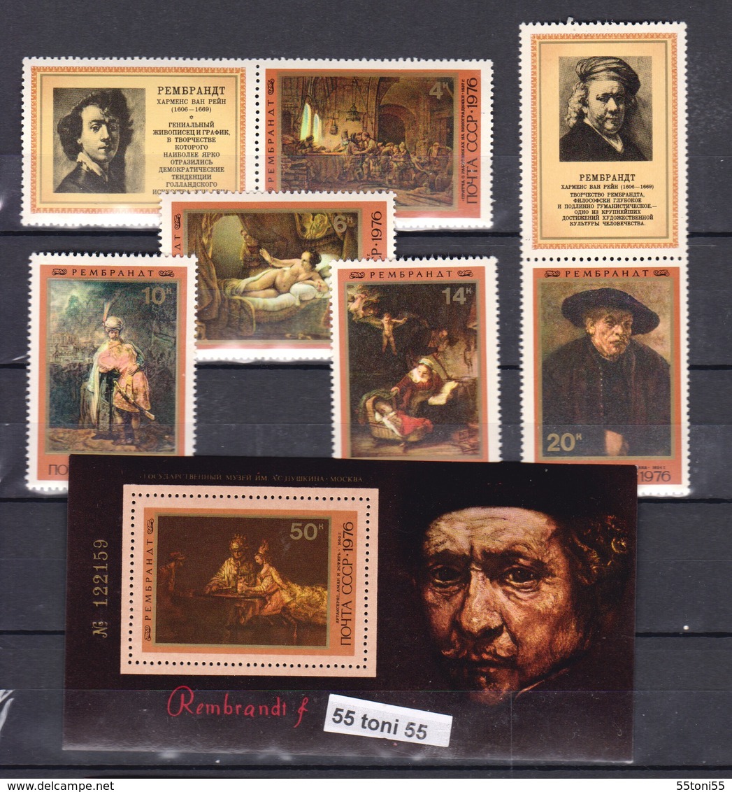 1976 Painter Rembrandt  Mi 4551/55 +bl.116  5v+2 Vignette +S/S-MNH  USSR - Rembrandt