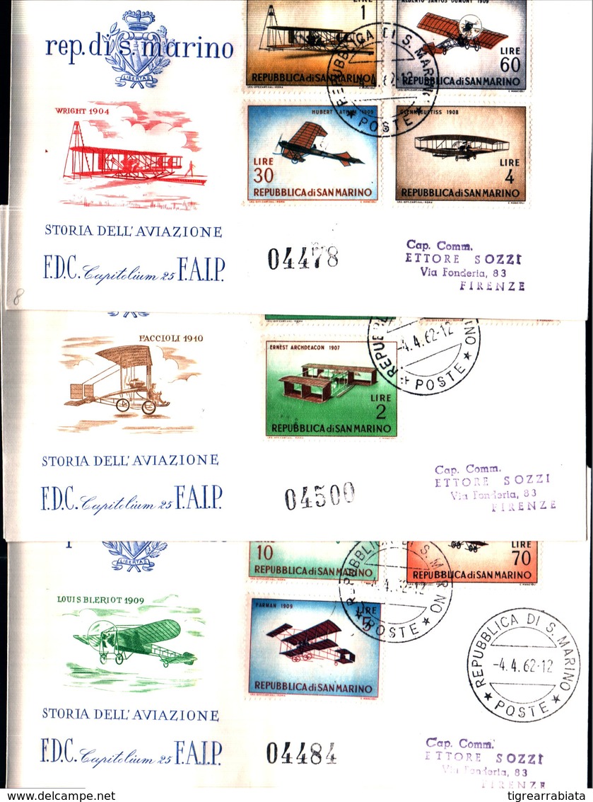 12821a)F.D.C.SERIE COMPLETA SAN MARINO 4-4-62 - FDC