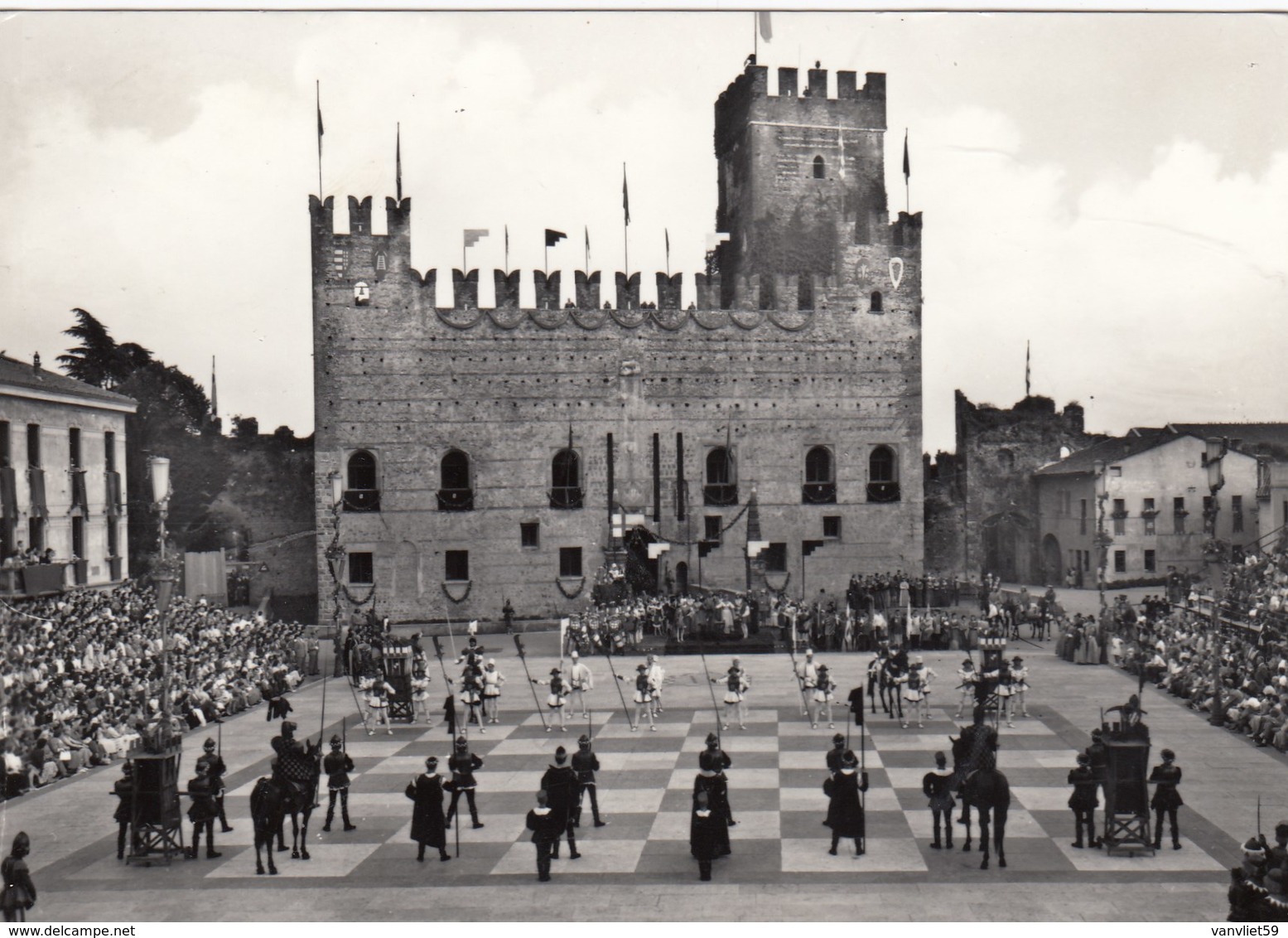 MAROSTICA-VICENZA-PARTITA A SCACCHI (CHESS) CON PERSONAGGI VIVENTI-CARTOLINA VERA FOTOGRAFIA VIAGGIATA IL 16-8-1964 - Vicenza