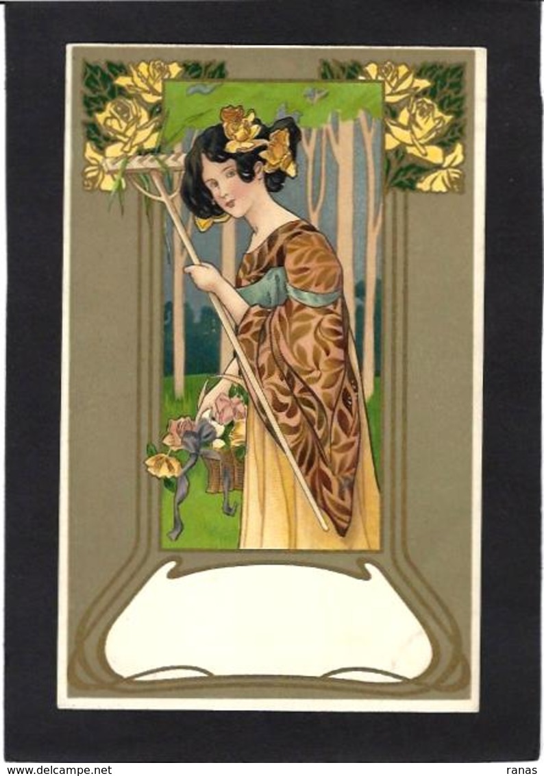 CPA Art Nouveau Type Mucha Kirchner Femme Girl Women Non Circulé - Women