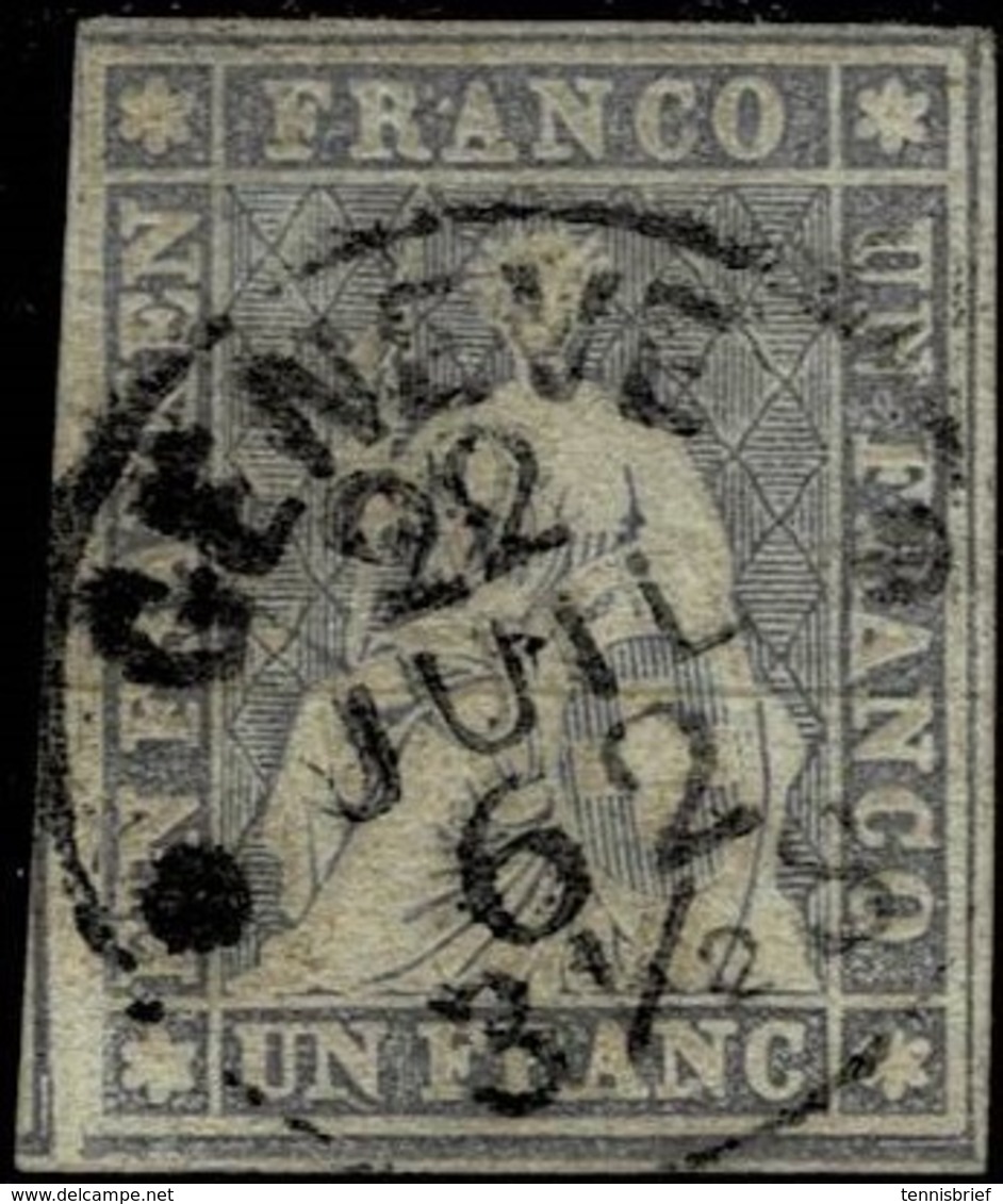 1862, 1 Fr. Weissrandig, Attest, Fr. 1300.-  #2207 - Usati