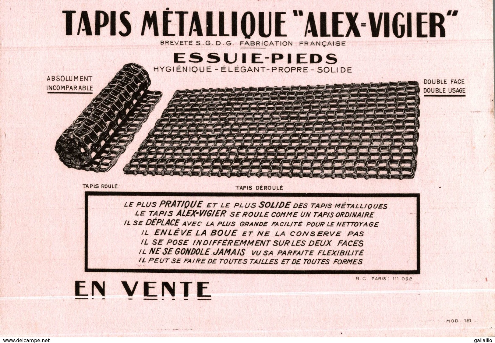 BUVARD RARE ESSUIE PIEDS METALLIQUE ALEX VIGIER - Autres & Non Classés