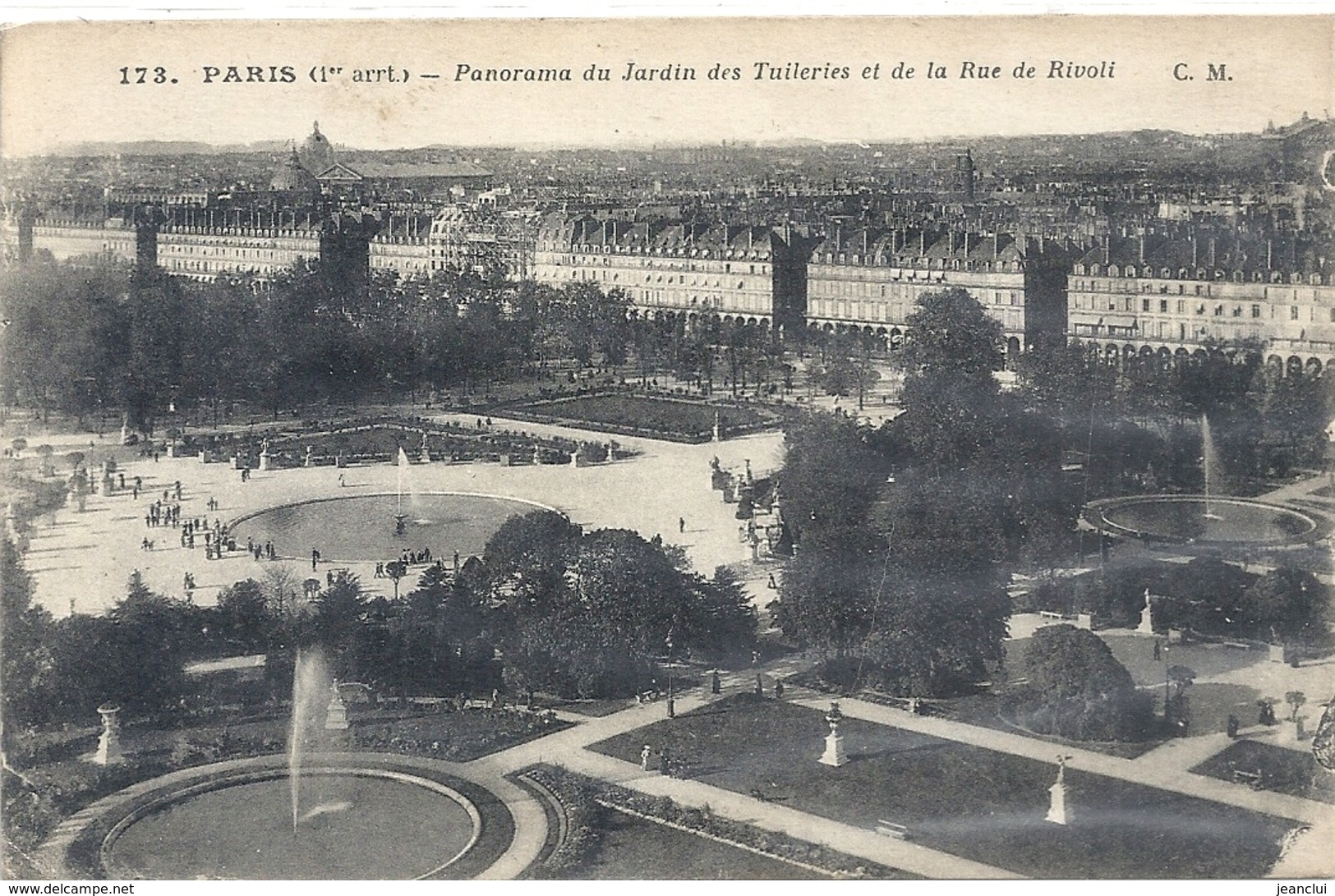 173. PARIS. 1er . Panorama Du Jardin Des Tuileries Et De La Rue De Rivoli .ECRITE AU VERSOLE 16-1-1921 - Distretto: 01