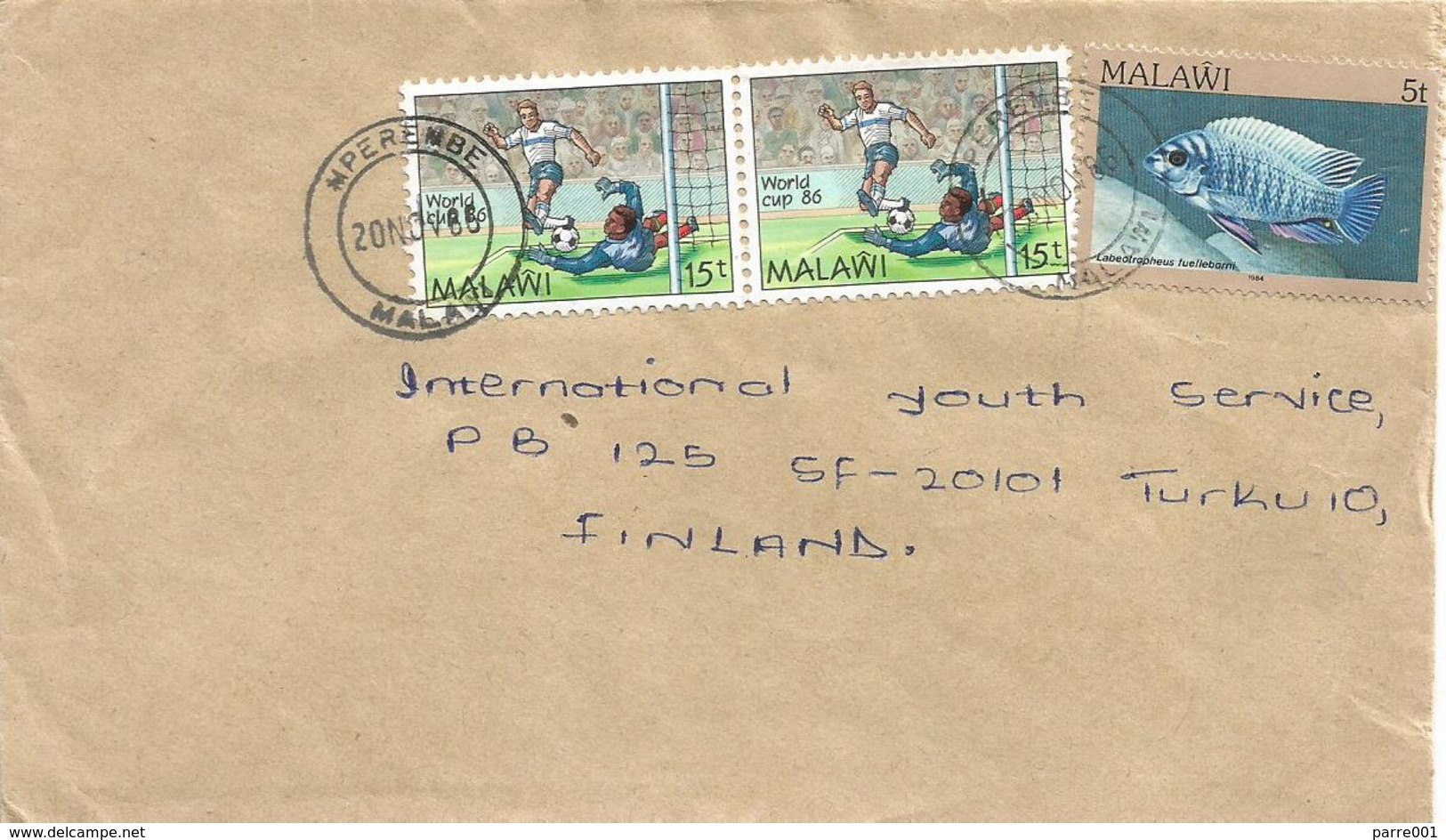 Malawi 1986 Mperembe World Cup Football Mexico Fresh Water Fish Cover - Malawi (1964-...)