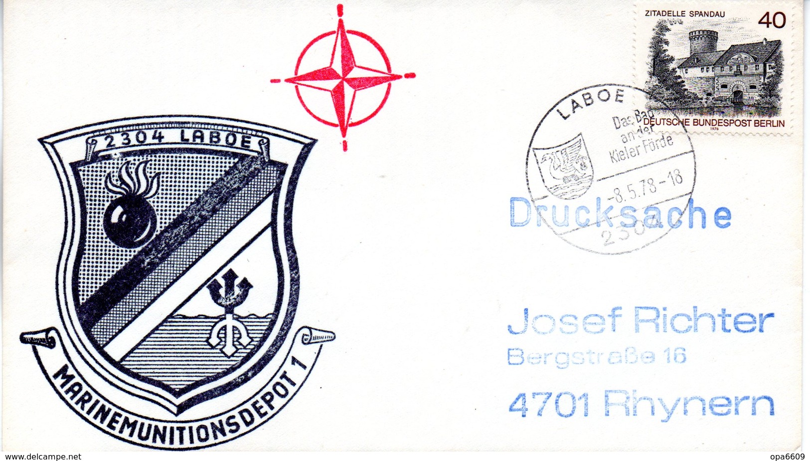 (FC-3) BRD Cachet-Sonderumschlag "MARINEMUNITIONSDEPOT 1 2304 LABOE" EF WB Mi 530 SSt 8.5.1978 LABOE - Briefe U. Dokumente