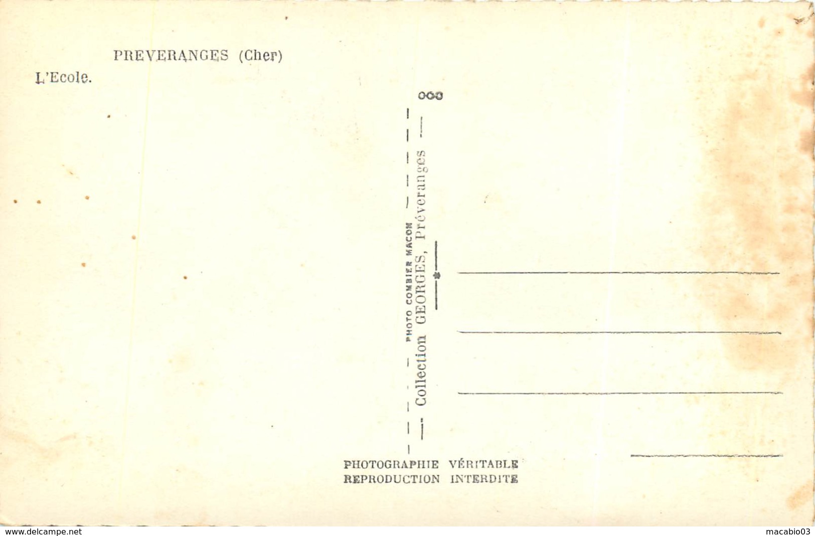 18 Cher : Préveranges  L'école   Réf 6851 - Préveranges