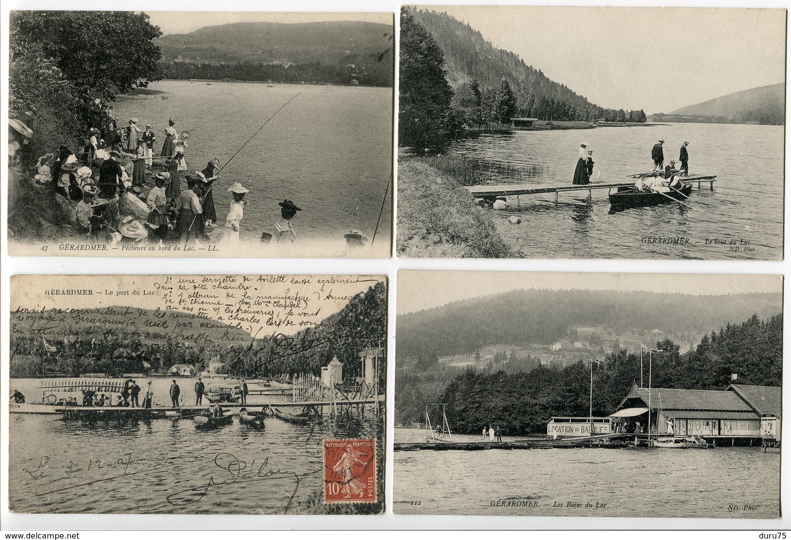 LOT 8 CP GERARDMER Le LAC Pêcheurs Au Bord Le Bout (ponton Barque) Port Bains Pont Et Xettes Belle Saison Coucher Soleil - Gerardmer