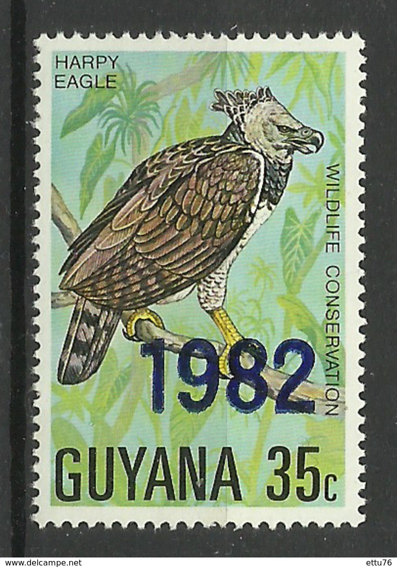 GUYANA   BIRD,HARPY EAGLE 1982  OVERPRINT MNH - Aquile & Rapaci Diurni