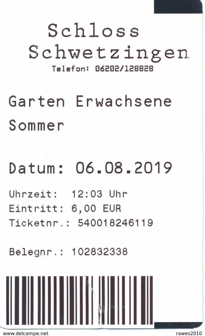 BRD Schwetzingen Eintrittskarte 2019 Schloss Schwetzingen - Tickets - Vouchers