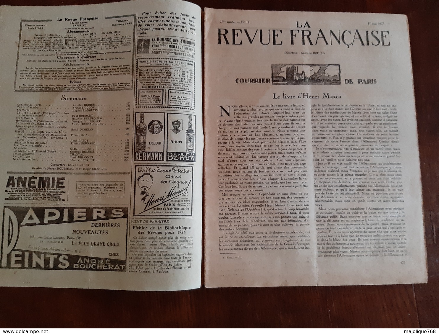 La Revue Française Hebdomadaire - 22 Année N°18 Le 1 Mai 1927 - - 1900 - 1949