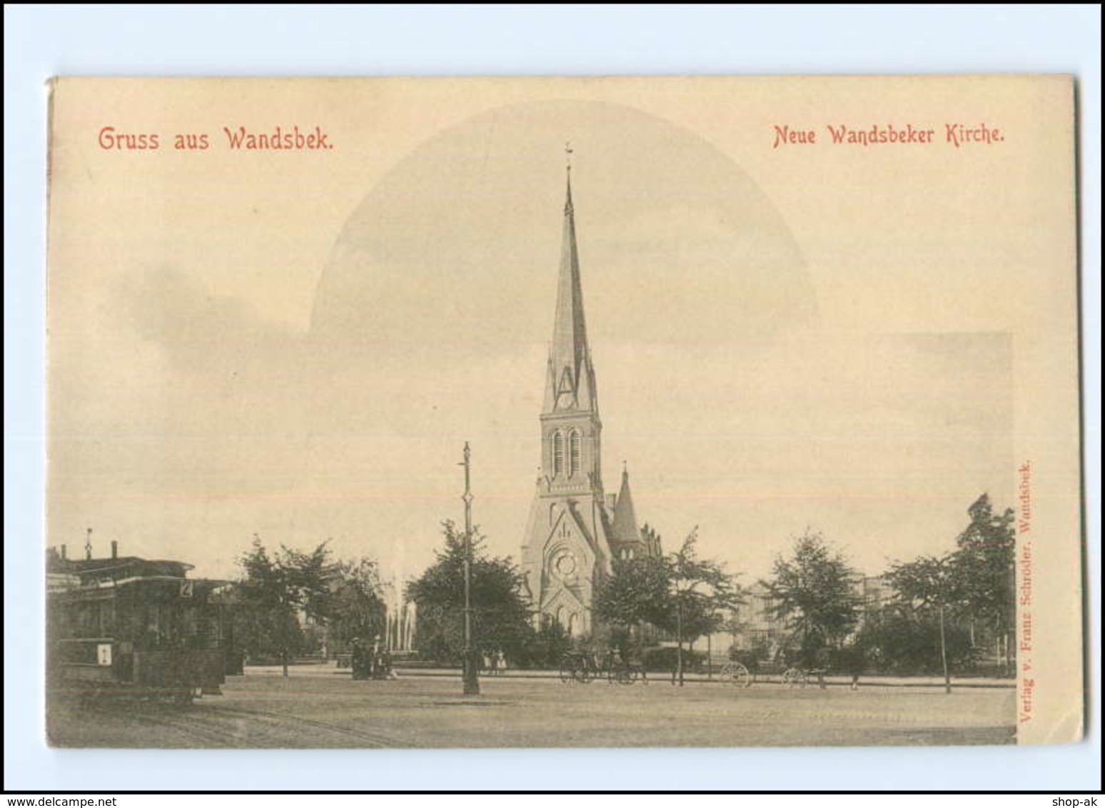 XX005383/ Hamburg Wandsbek Kirche, Straßenbahn AK Ca.1900 - Wandsbek