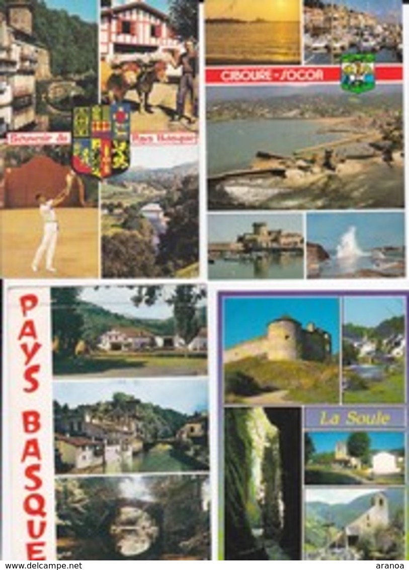 64 - Pyrénées Atlantique - Lot de 100 cartes postales (toutes multivues) majorité Pays Basque