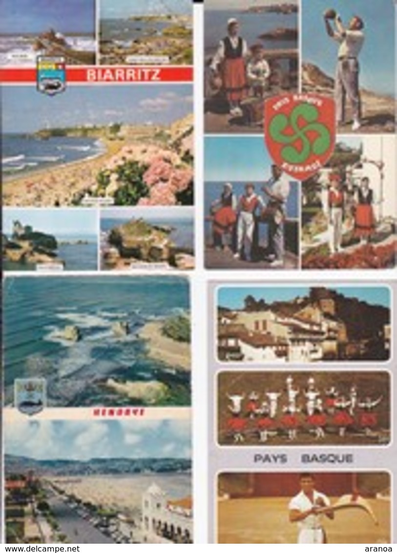 64 - Pyrénées Atlantique - Lot de 100 cartes postales (toutes multivues) majorité Pays Basque