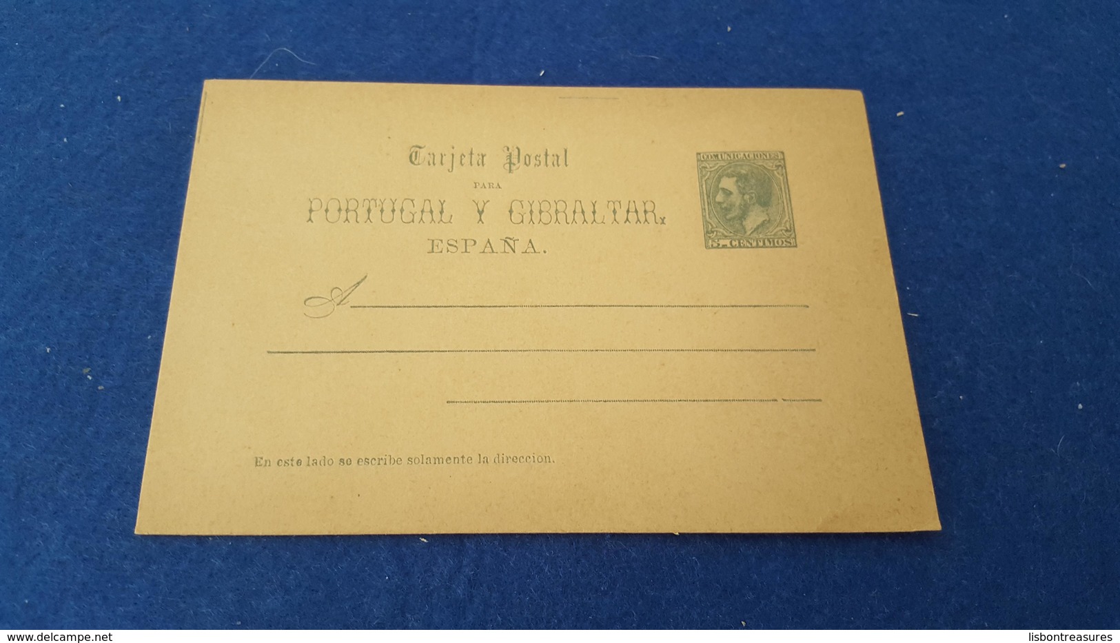 ANTIQUE SPAIN STATIONERY CARD GREEN 5 CENTIMOS UNUSED - 1850-1931