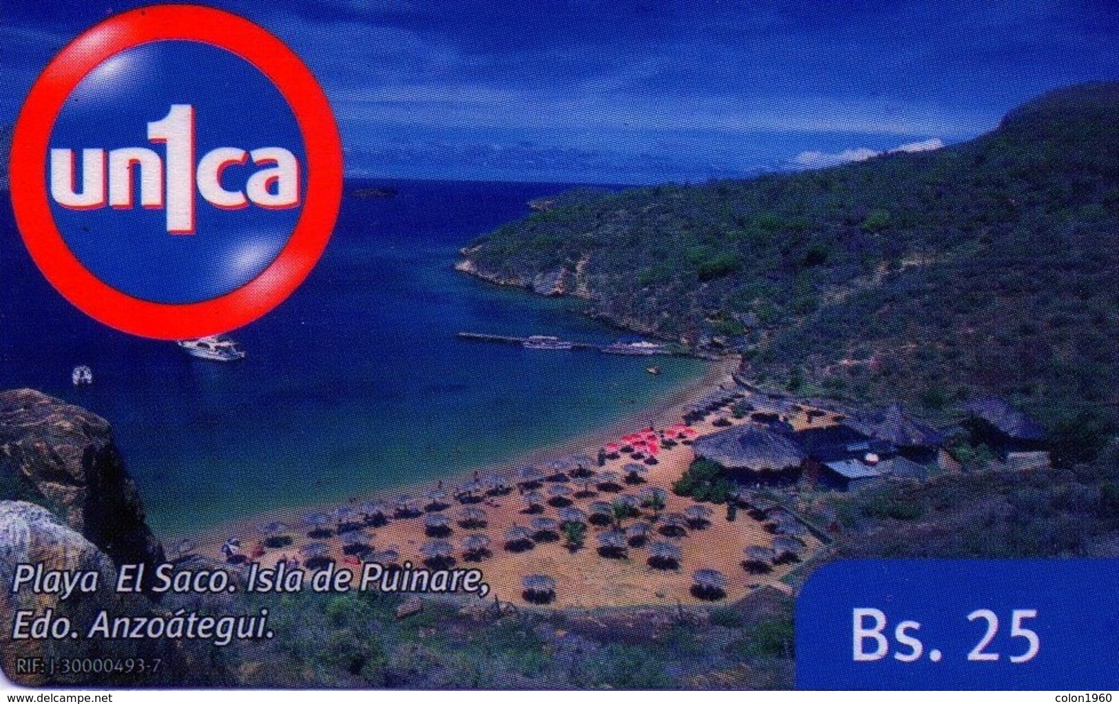 VENEZUELA, GSM-RECARGA. Playa El Saco. Isla De Puinare, Edo. Anzoáteguí. CL090901. VE-UNICA-C-090901. (307). - Venezuela