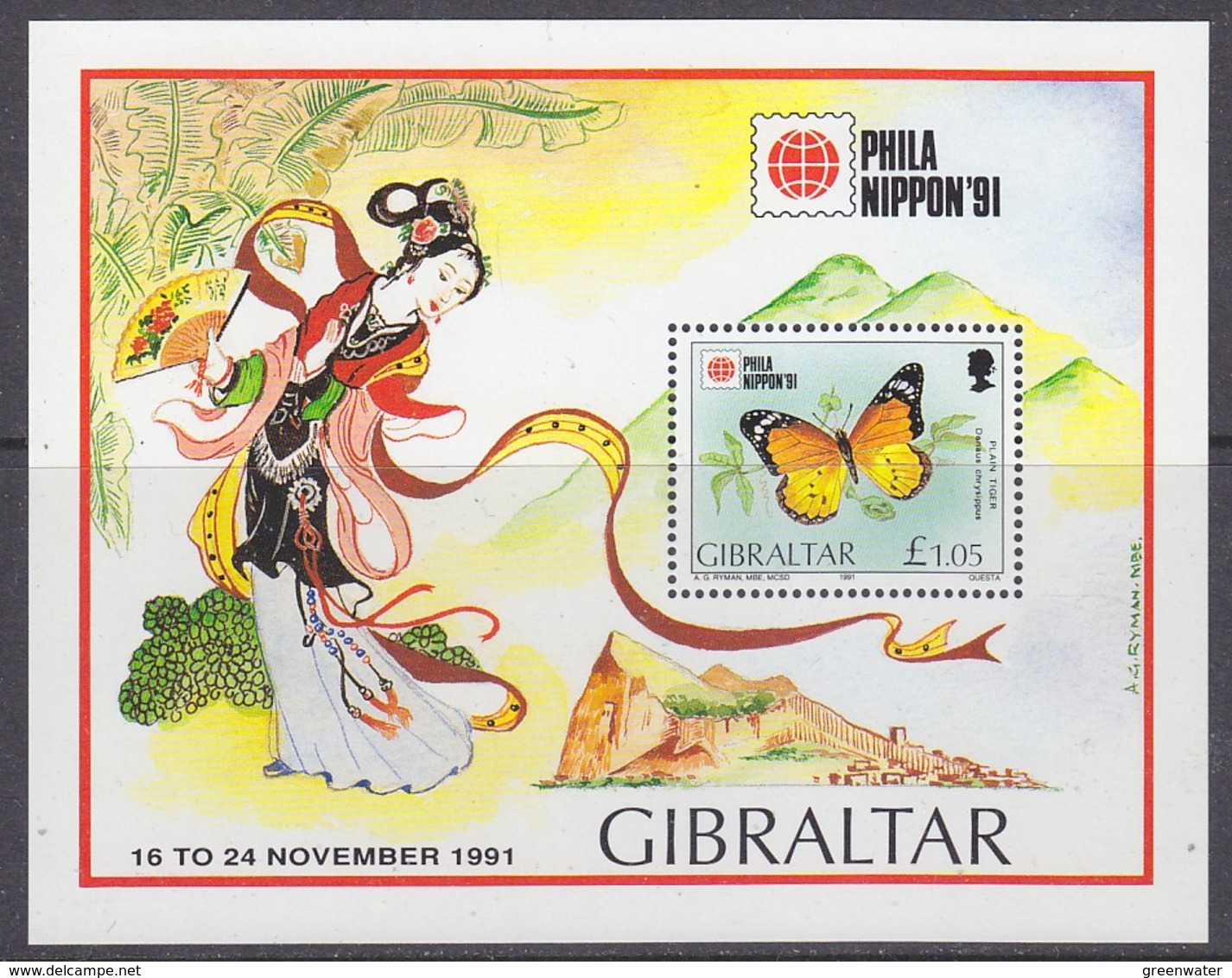 Gibraltar 1991 Philanippon/Butterflies M/s ** Mnh (44065) - Gibraltar