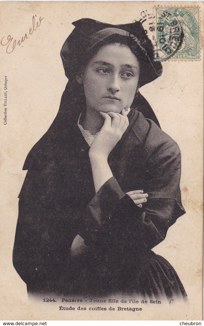 29. ÎLE DE SEIN. CPA. PENSIVE JEUNE FILLE. ANNEE 1907 + TEXTE - Ile De Sein