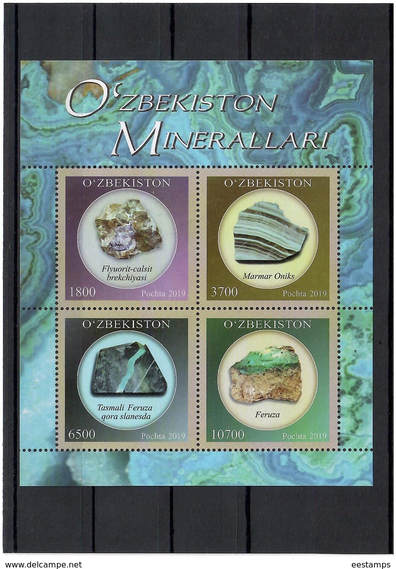 Uzbekistan 2019 . Minerals. S/S - Uzbekistán