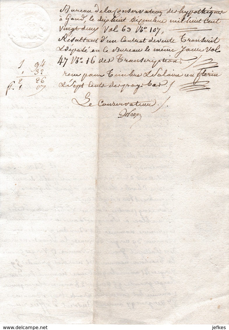 1822.Poeke ( Aalter) Vestiging Hypotheek Op 5 Goederen Met Specifieke Naam - Documents Historiques