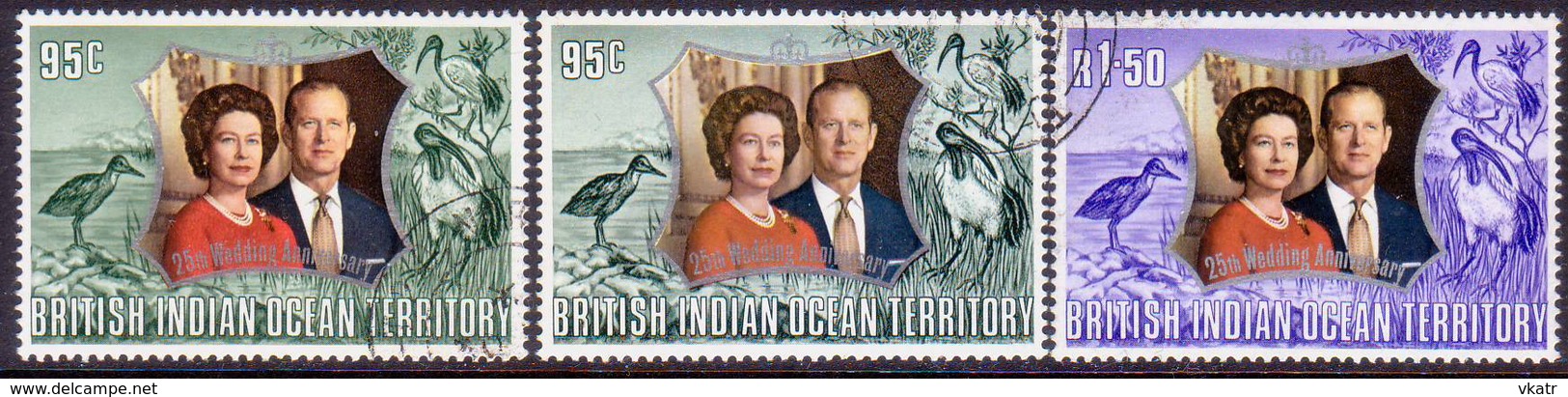 British Indian Ocean Territory 1972 SG #45-46 Compl.set Used Incl. 46b Green Shade Royal Silver Wedding - British Indian Ocean Territory (BIOT)