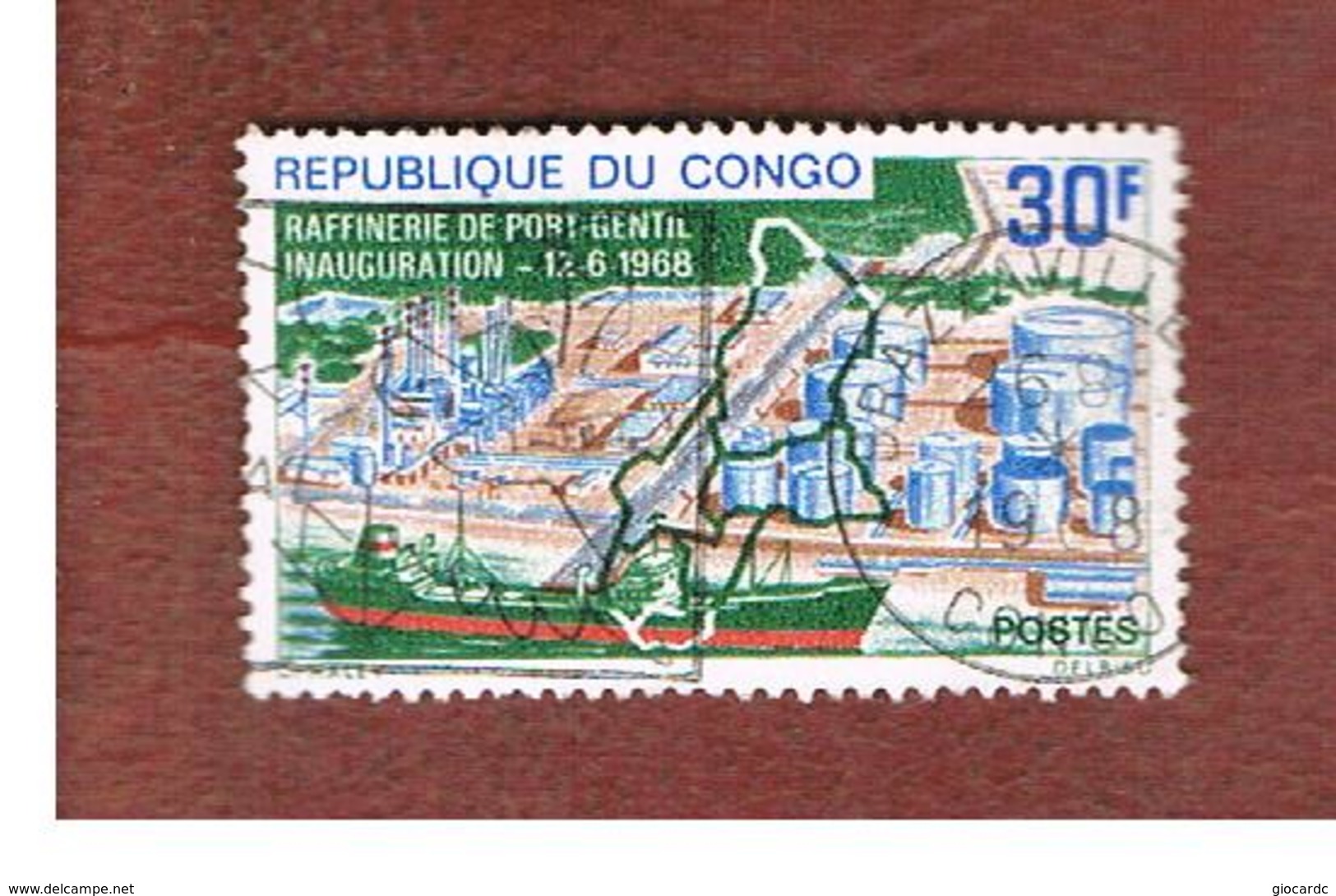 CONGO (BRAZZAVILLE) - SG 158 -  1968  PETROLEUM REFINERY IN GABON - USED ° - Usati