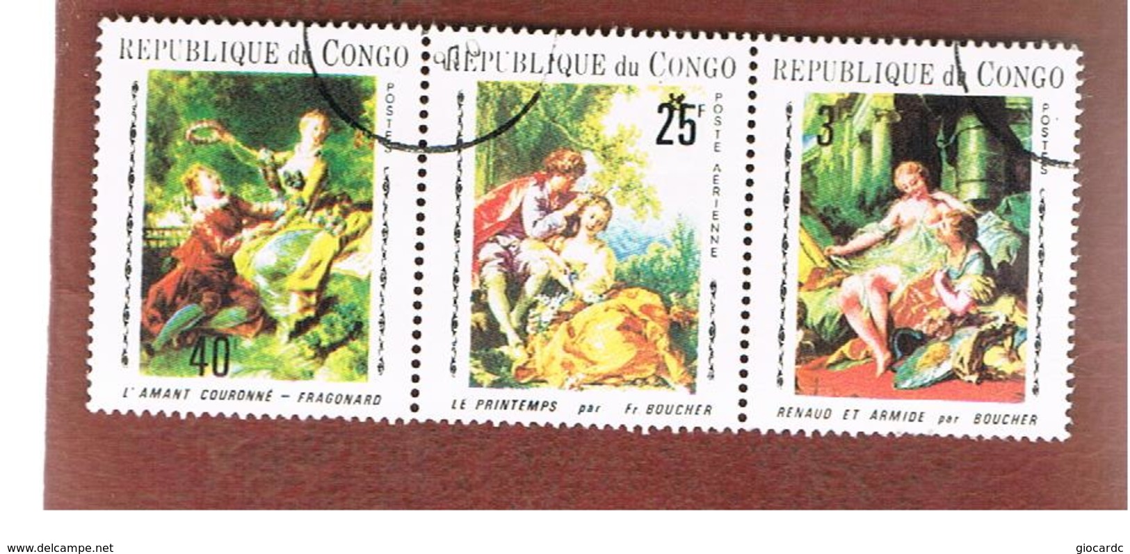 CONGO (BRAZZAVILLE) - MI 222.224 -  1970  BAROQUE PAINTINGS (COMPLET SET OF 3 SE-TENANT) - USED ° - Usati