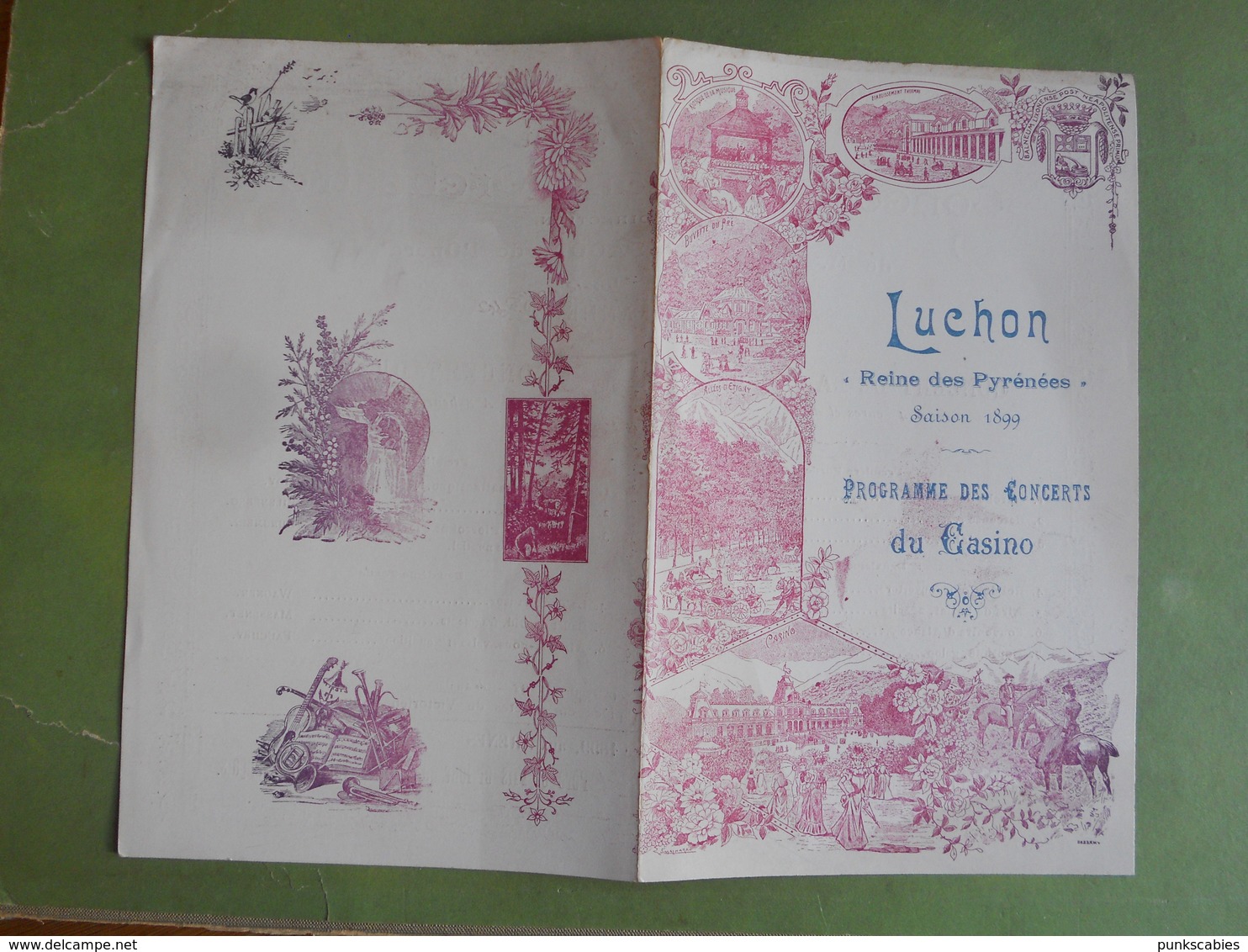 PROGRAMME DES CONCERTS A GRAND ORCHESTRE DE LUCHON JEUDI 31 AOUT 1899 BON ETAT - Programmes