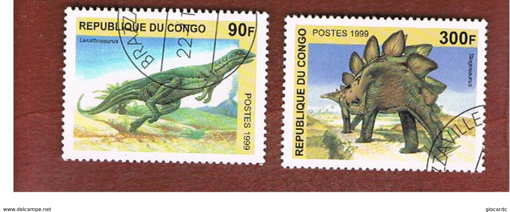 CONGO (BRAZZAVILLE) - MI 1670.1673  -  1999 PREHISTORIC  ANIMALS  - USED ° - Used