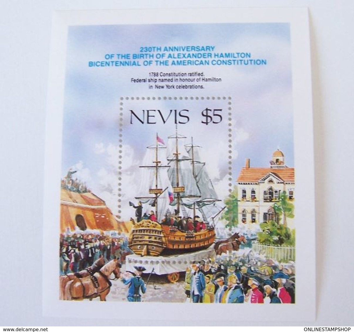 NEVIS 1987 MNH ** BOAT SHIP BATEAUX BARCO USA INDEPENDENCE AMERICAN CONSTITUTION HORSE - St.Kitts En Nevis ( 1983-...)