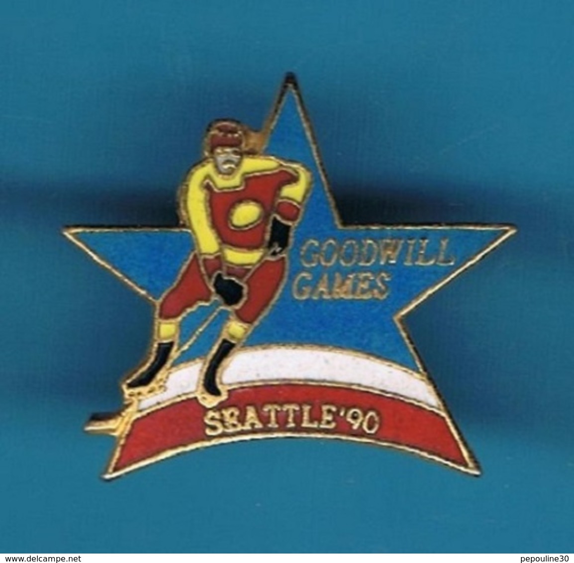 1 PIN'S  //  ** HOCKEY SUR GLACE / GOODWILL GAMES / SEATTLE '90 ** . (© & TM SOC) - Sports D'hiver