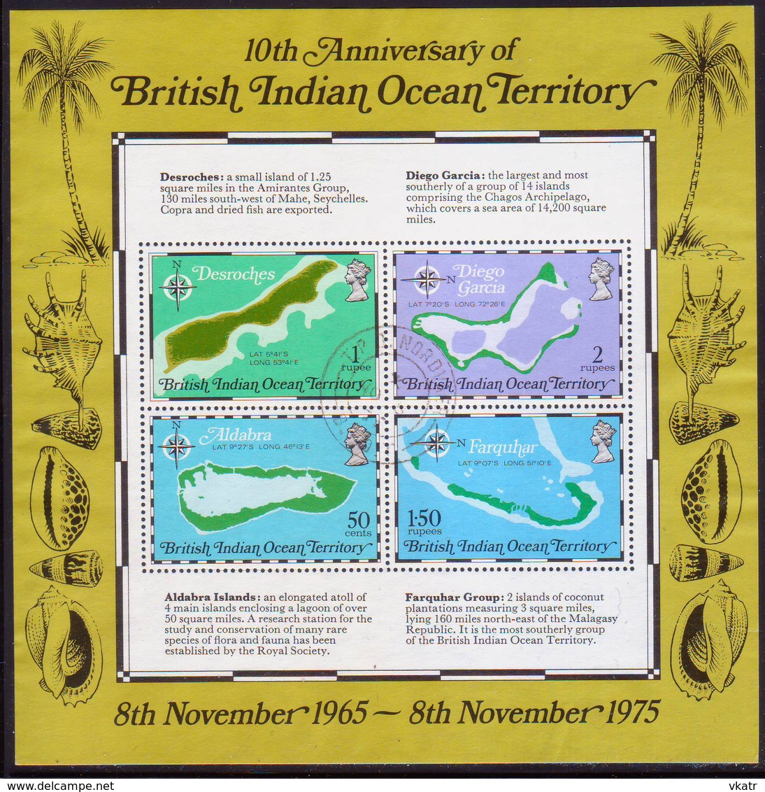 British Indian Ocean Territory 1975 SG 81-85 Compl.set+m/s Used 10th Anniv Of Territory - British Indian Ocean Territory (BIOT)