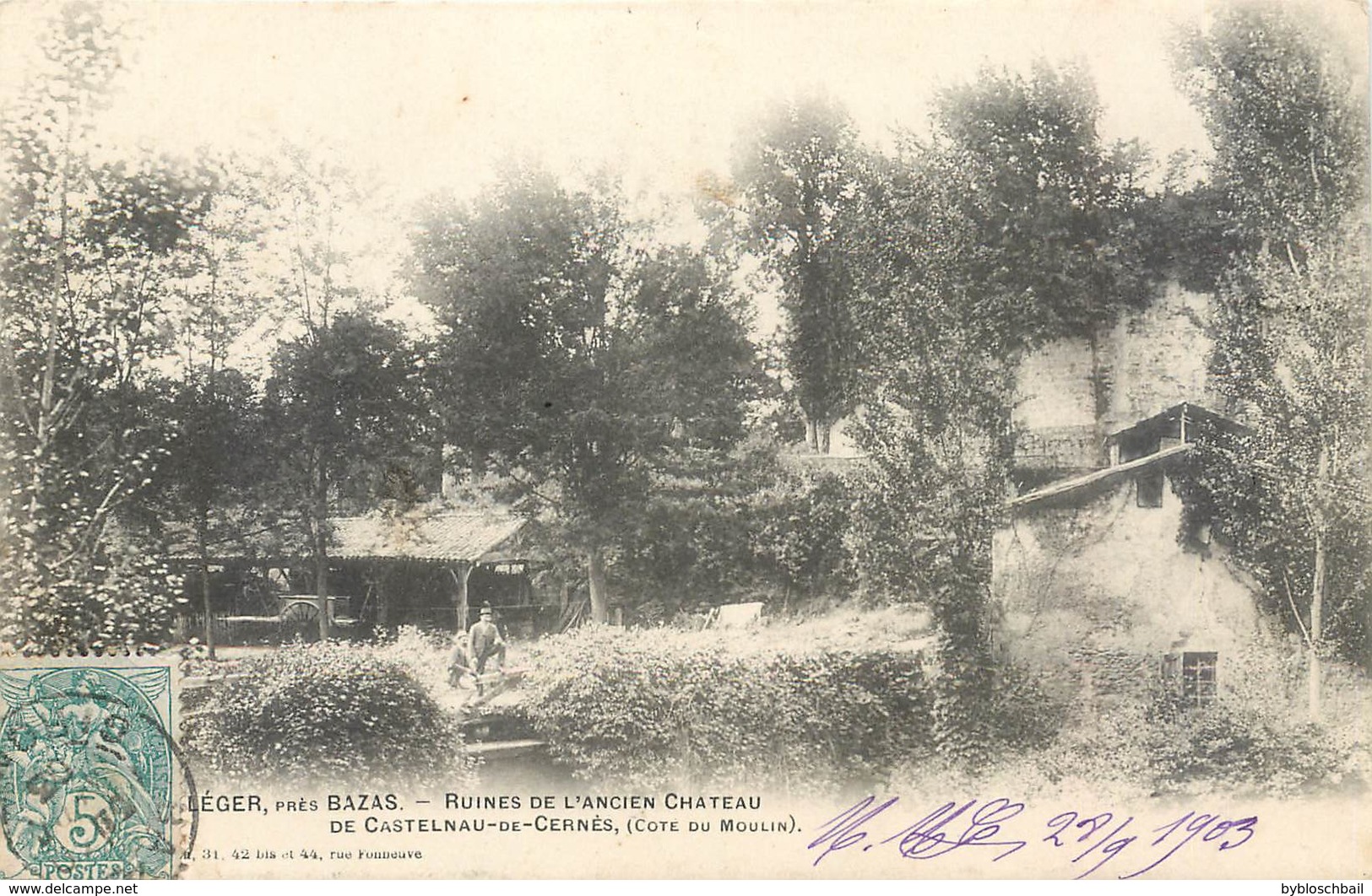 CPA 33 Gironde St Saint Léger Près Bazas Ruines De L'ancien Chateau De Castelnau De Cernès Côté Moulin Précurseur - Autres & Non Classés