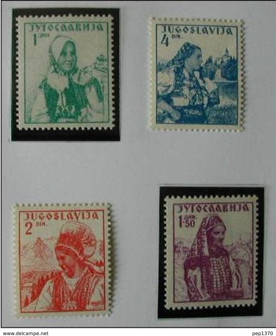 YUGOSLAVIA 1937 - TRAJES REGIONALES - YVERT  313A-313D - Nuevos