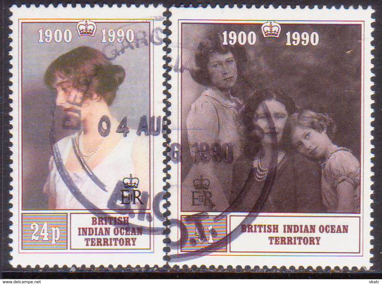 British Indian Ocean Territory 1990 SG 106-07 Compl.set Used 90th Birthday Of Queen Mother - British Indian Ocean Territory (BIOT)